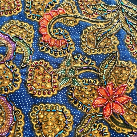 Vintage Match-Ups Cotton Batik Beaded Vest L - Picture 8 of 10